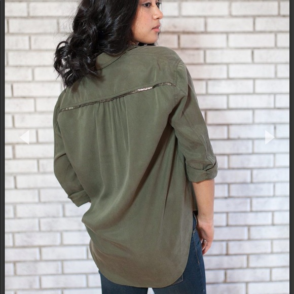 NWOT Free People Off Campus Buttondown Shirt in Moss - Picture 9 of 16